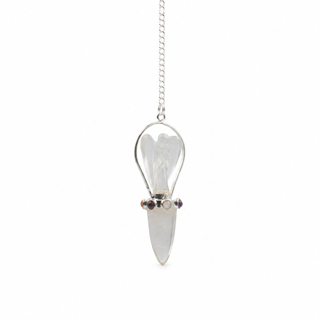 Celestial Guide - Two Piece Angel Pendulum - Chakra Band - Clear Quartz Special Gemstone Pendulums