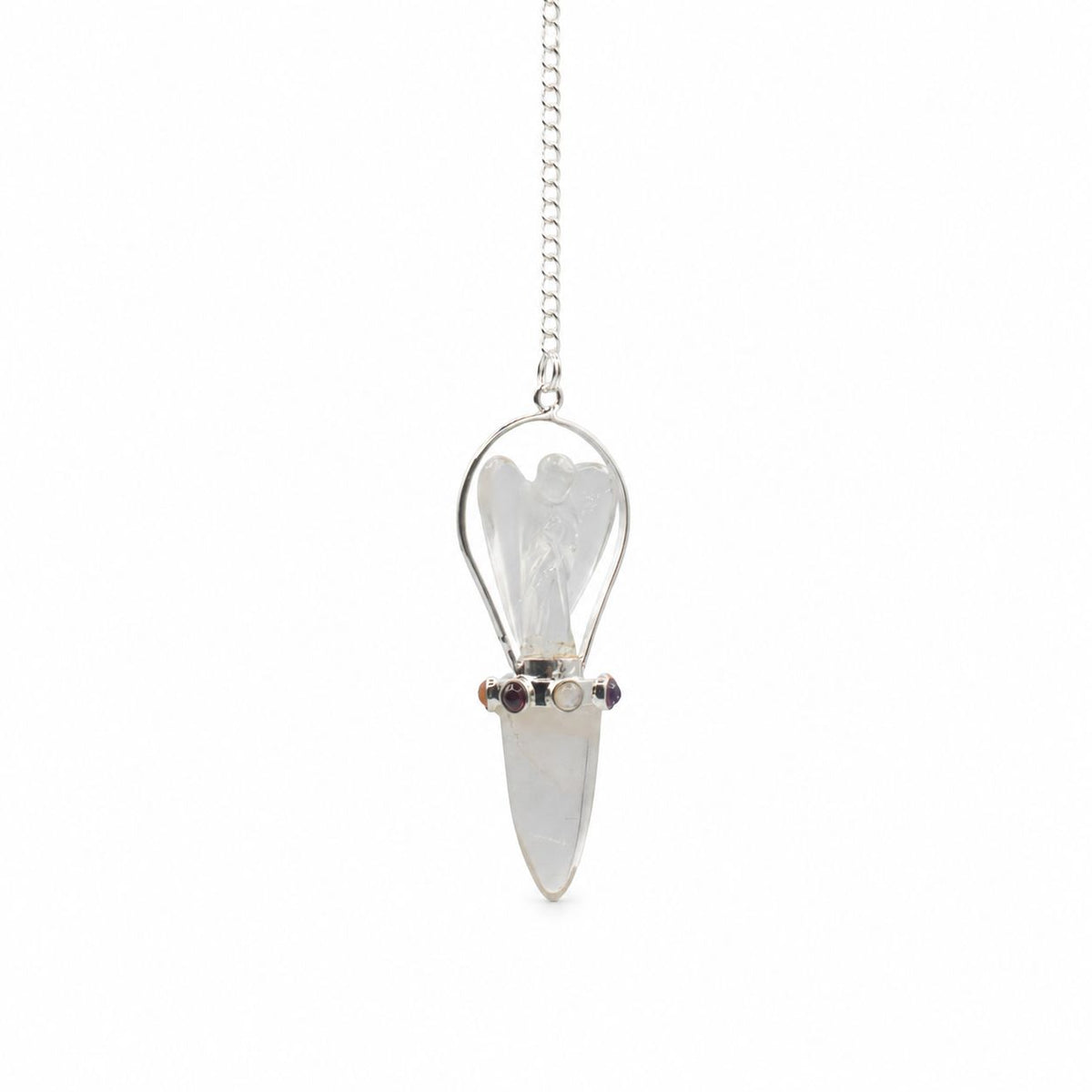 Celestial Guide - Two Piece Angel Pendulum - Chakra Band - Clear Quartz Special Gemstone Pendulums