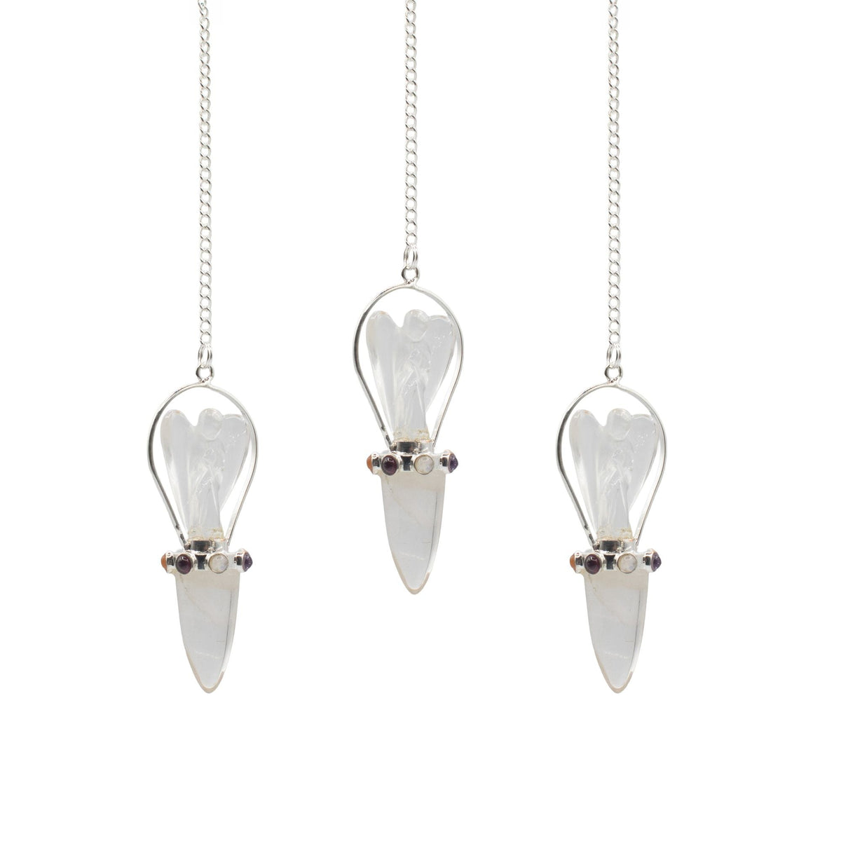 Celestial Guide - Two Piece Angel Pendulum - Chakra Band - Clear Quartz Special Gemstone Pendulums
