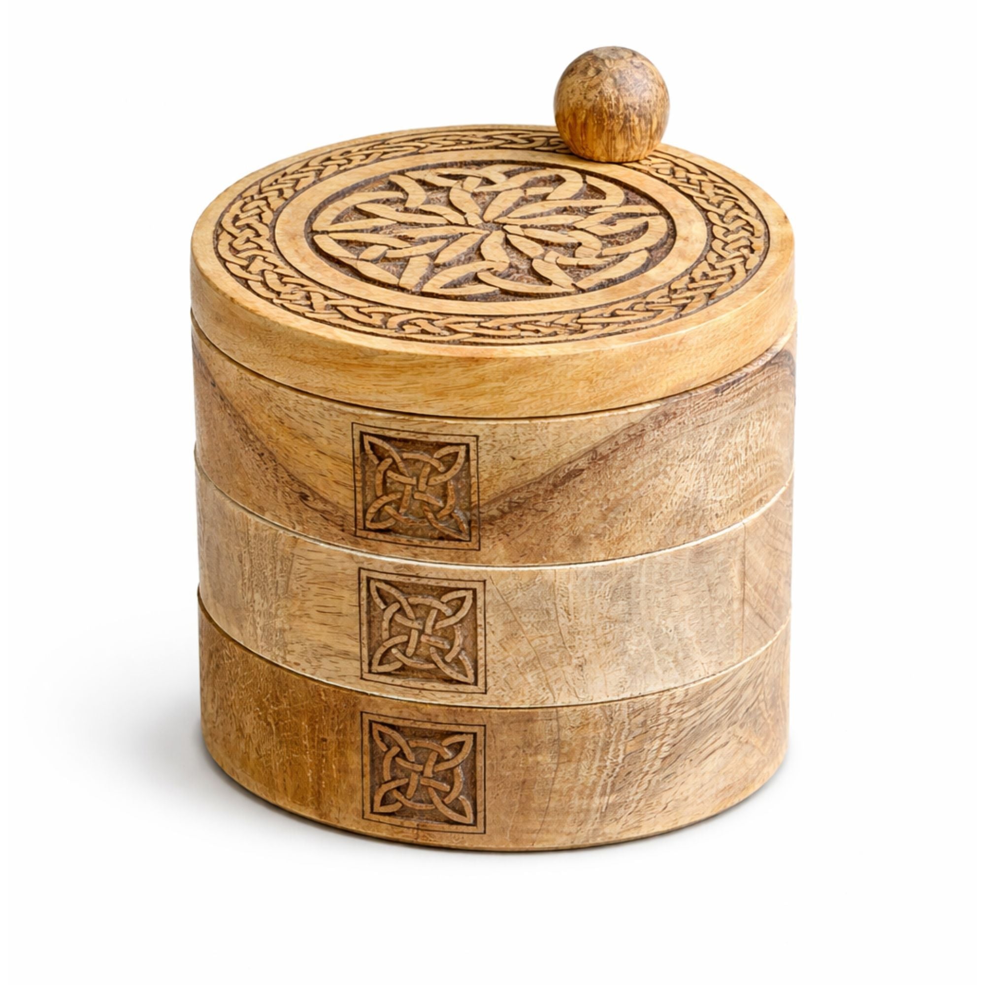 Celtic Carved 3 Tier Revolving Box Tarot Card Storage & Reading Boxes