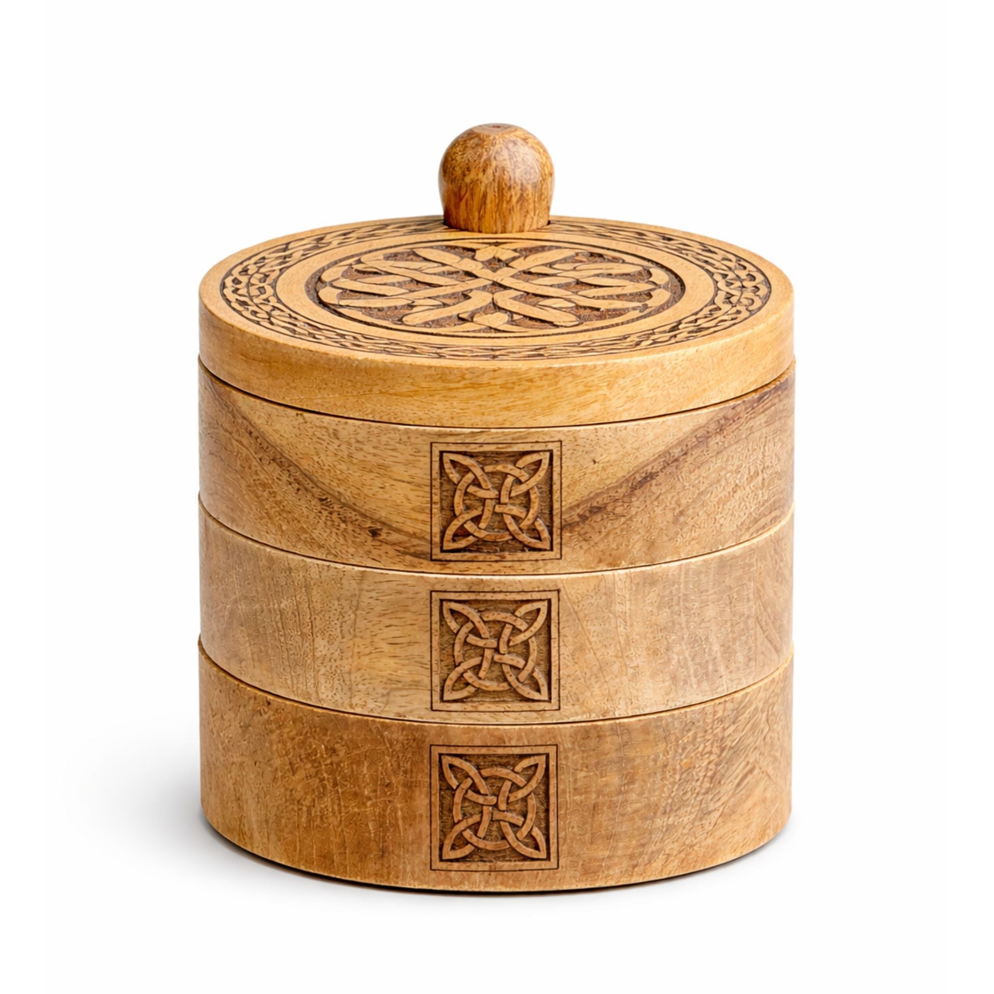 Celtic Carved 3 Tier Revolving Box Tarot Card Storage & Reading Boxes