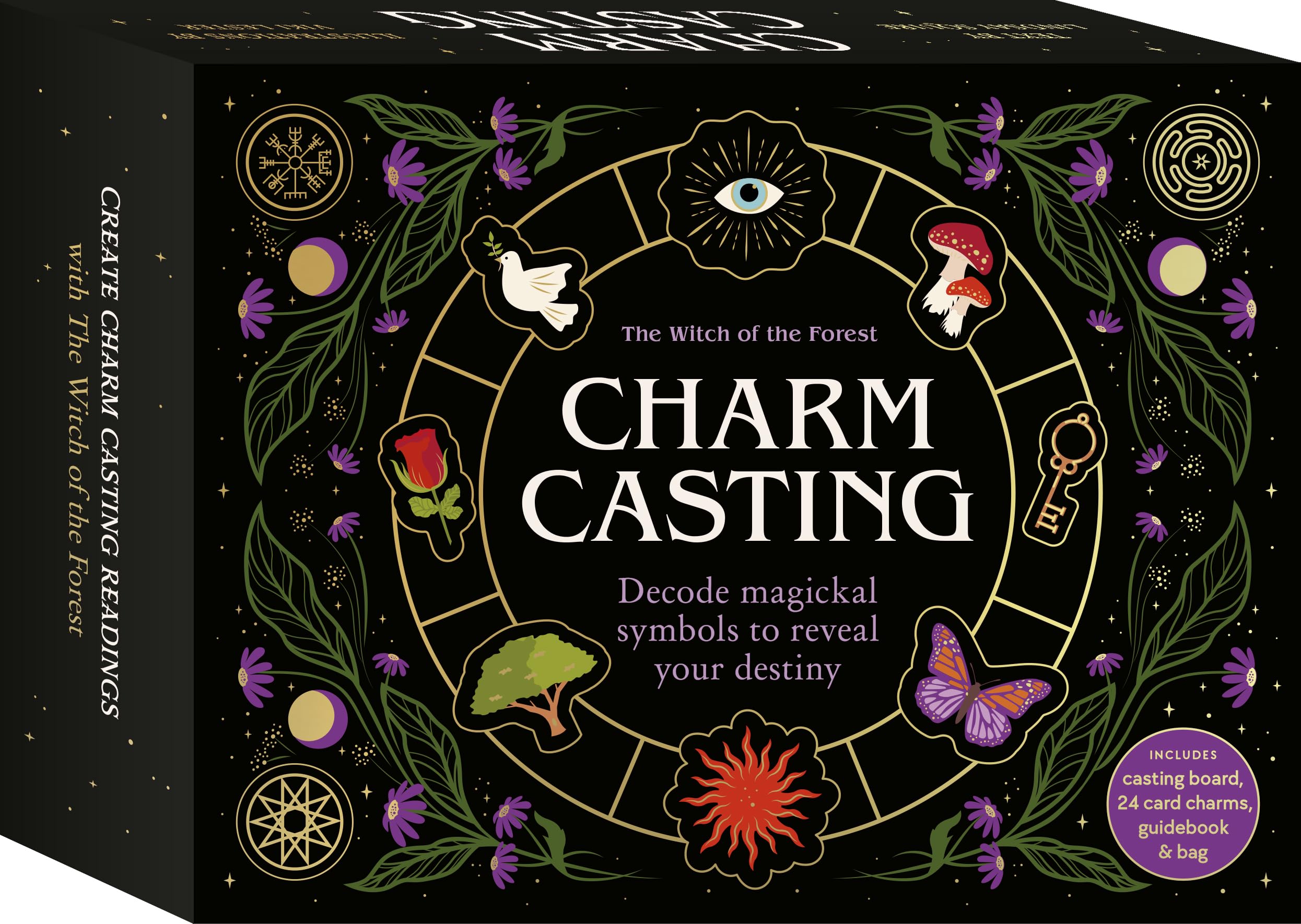 Charm Casting : Decode magickal symbols to reveal your destiny - Includes: casting board, 24 card charms, guidebook and bag