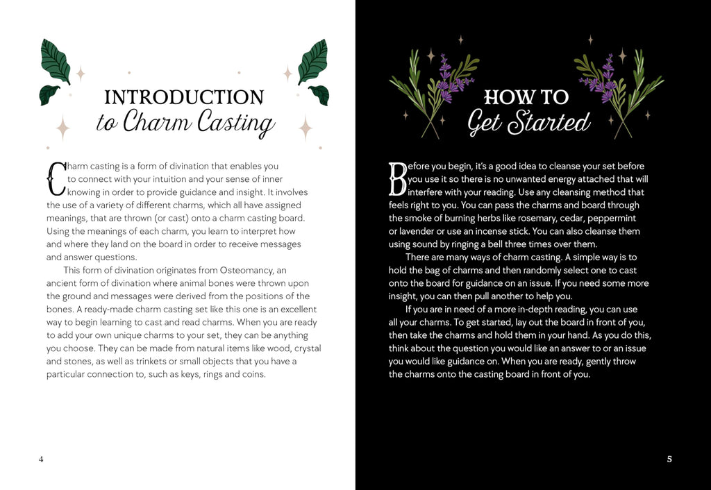 Charm Casting : Decode magickal symbols to reveal your destiny - Includes: casting board, 24 card charms, guidebook and bag