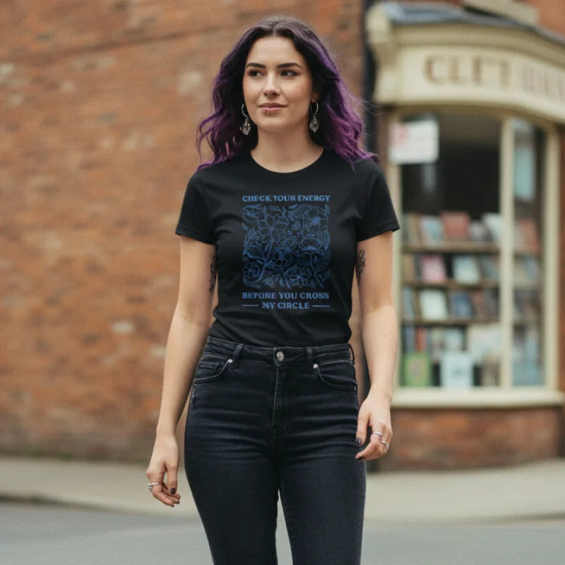 Check Your Energy Witchy Women’s T-Shirt - Comfortable Cotton Graphic Tee