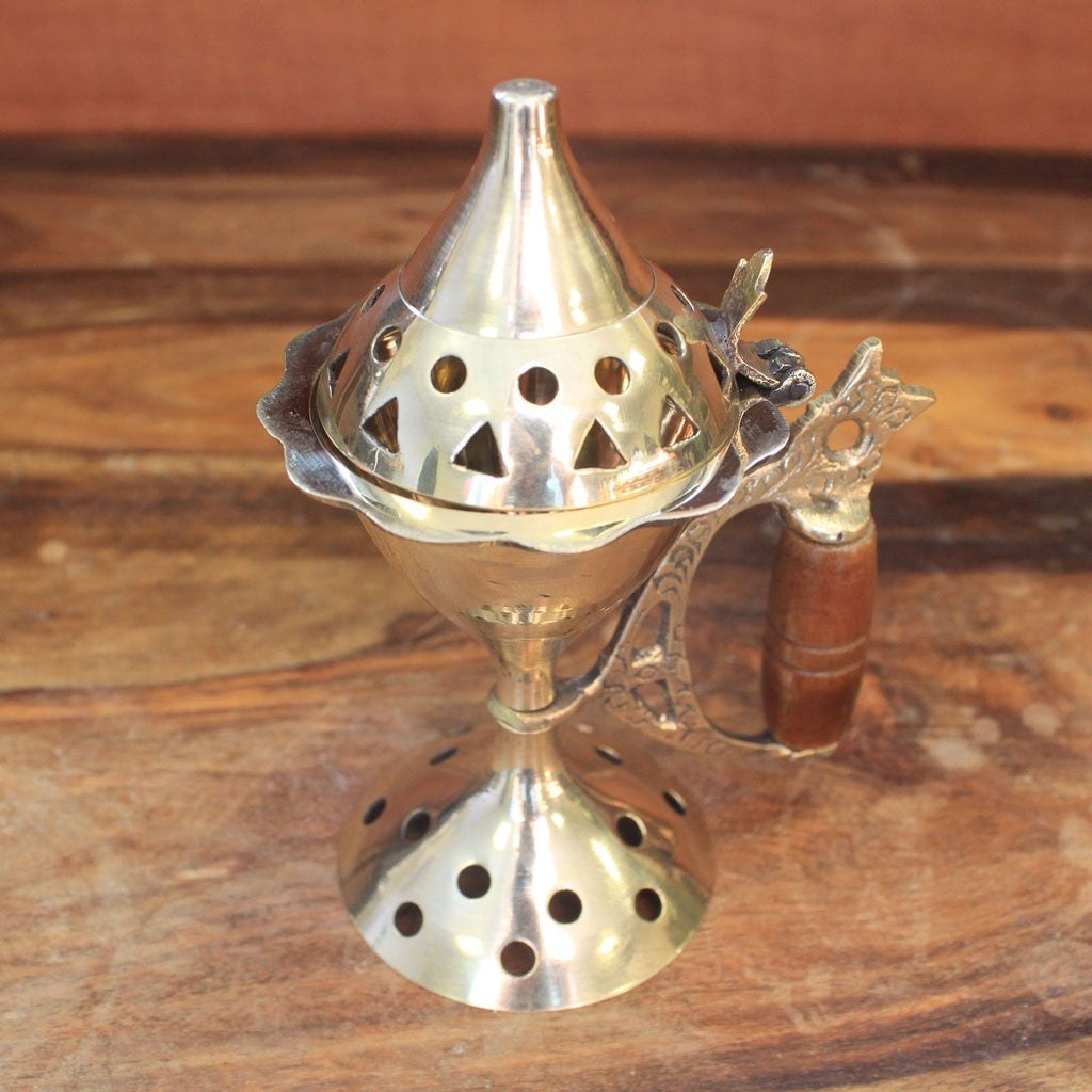Cone Burner with Handle Traditional Brass Incense Burners