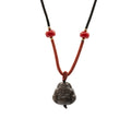 Cool Gemstone Pendants - Sliver Obsidian Buddha Cord Necklace