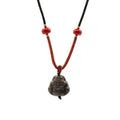 Cool Gemstone Pendants - Sliver Obsidian Buddha Cord Necklace
