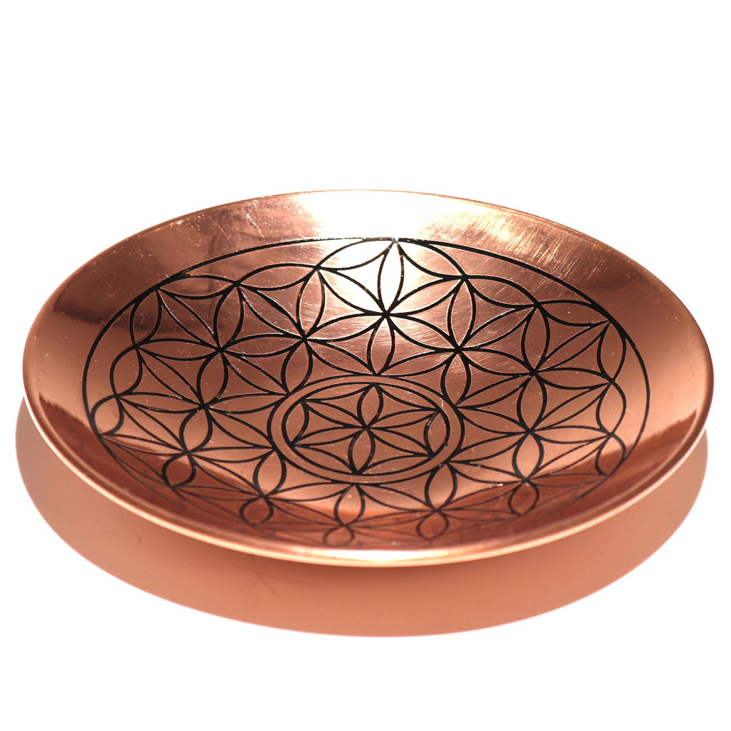Copper Offer / Smudge Plate - Flower of Life Ritual Bowls and Cauldrons