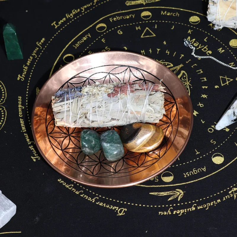 Copper Offer / Smudge Plate - Flower of Life Ritual Bowls and Cauldrons