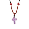 Cord Necklace Gemstone Pendant - Amethyst Cross Pendants
