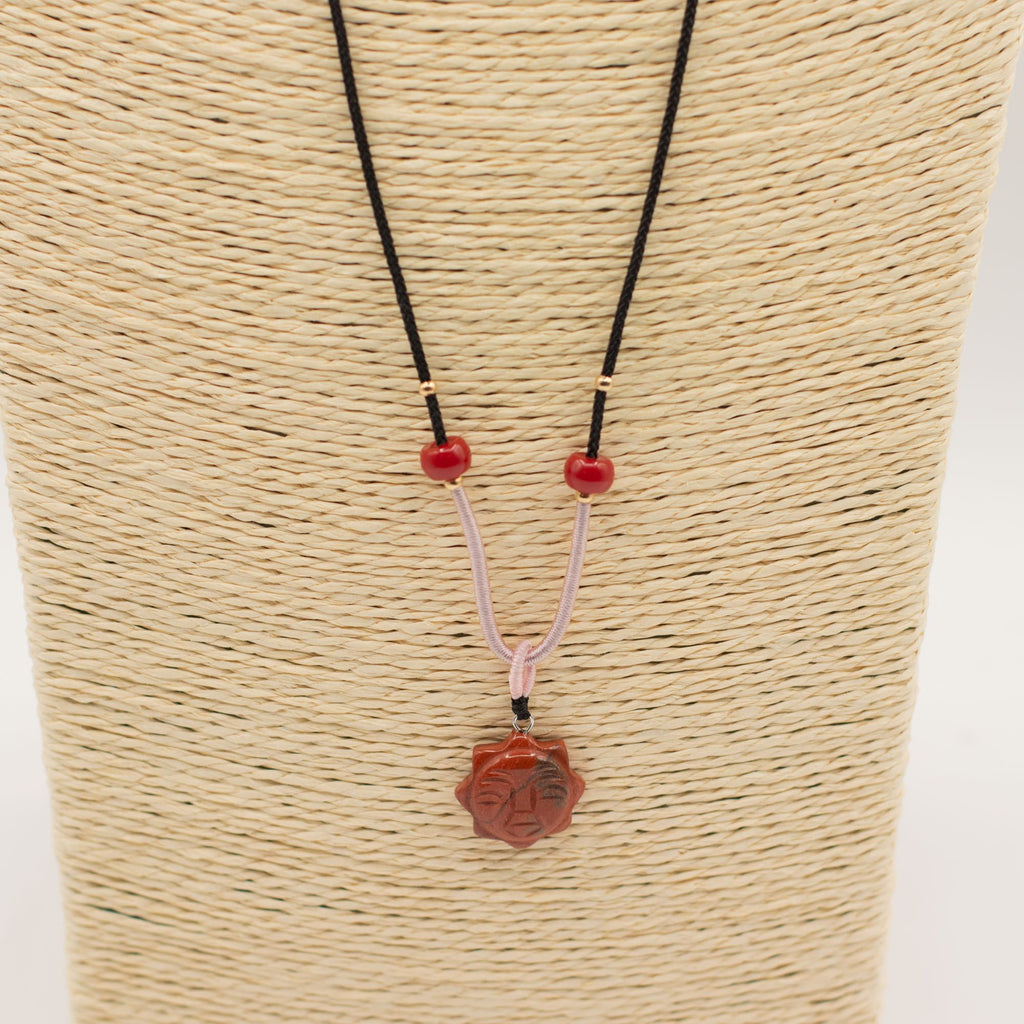 Cord Necklace Gemstone Pendant - Carnelian Sun Face Pendants