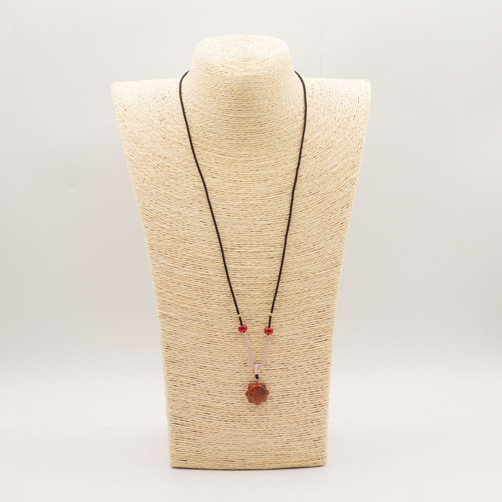 Cord Necklace Gemstone Pendant - Carnelian Sun Face Pendants
