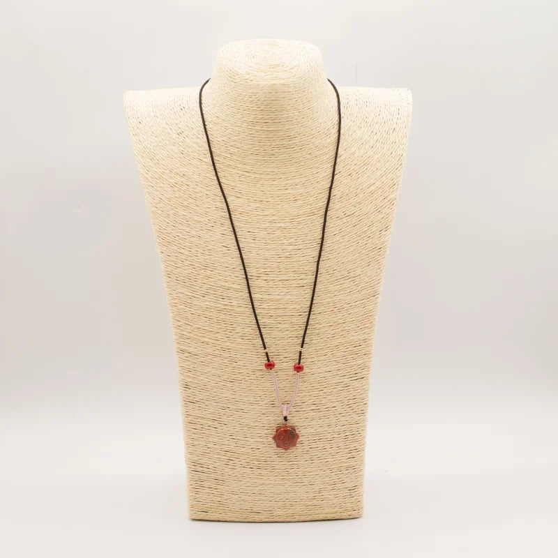 Cord Necklace Gemstone Pendant - Carnelian Sun Face Pendants