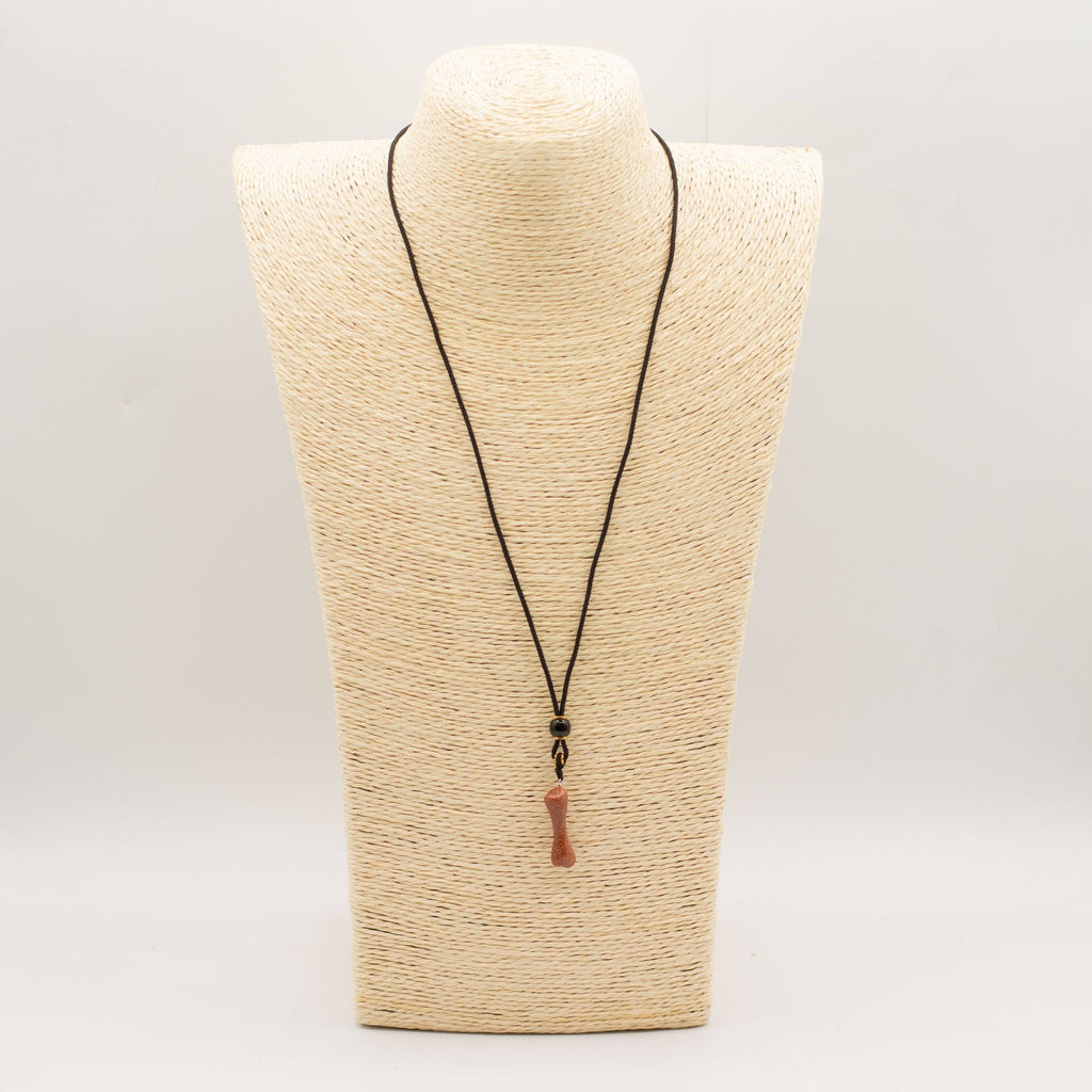 Cord Necklace Gemstone Pendant - Goldstone Bone Pendants