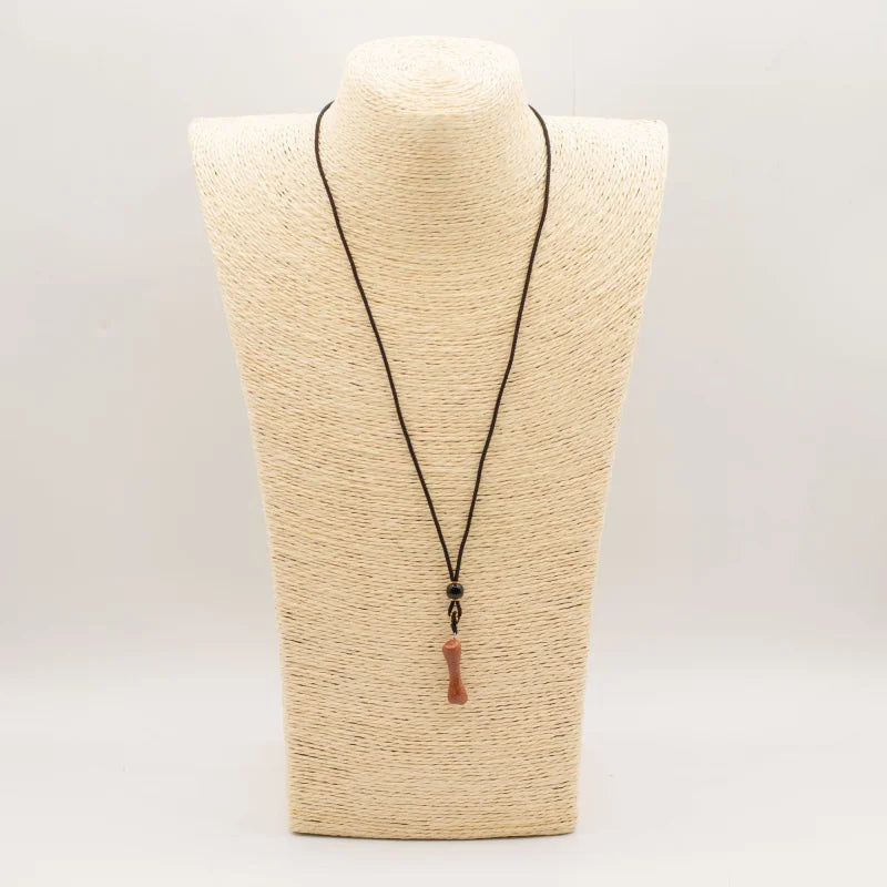 Cord Necklace Gemstone Pendant - Goldstone Bone Pendants