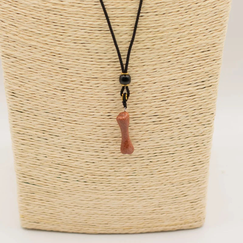 Cord Necklace Gemstone Pendant - Goldstone Bone Pendants