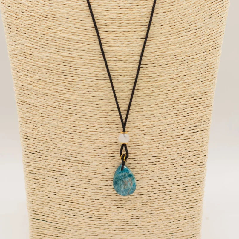 Cord Necklace Gemstone Pendant - Howlite Teardrop Pendants