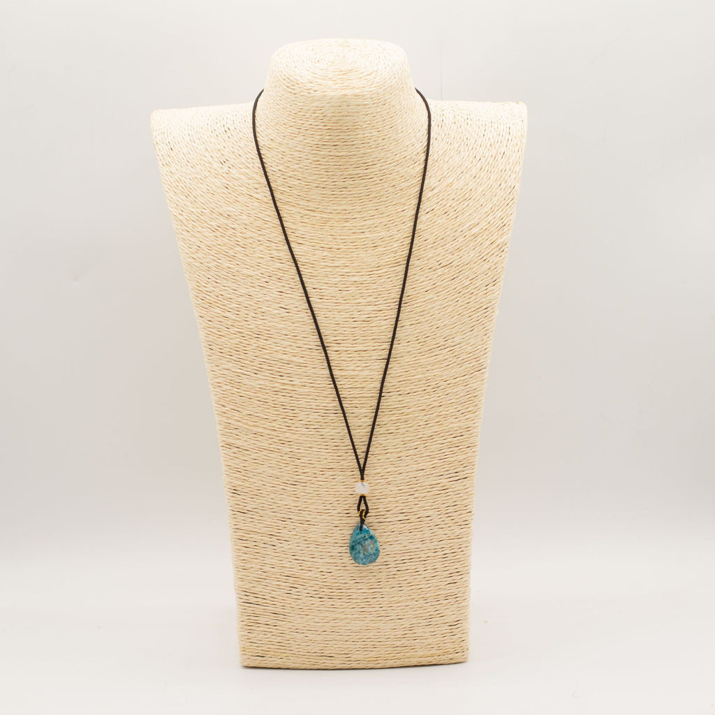 Cord Necklace Gemstone Pendant - Howlite Teardrop Pendants