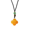 Cord Necklace Gemstone Pendant - Red Jade Clover Pendants