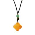 Cord Necklace Gemstone Pendant - Red Jade Clover Pendants