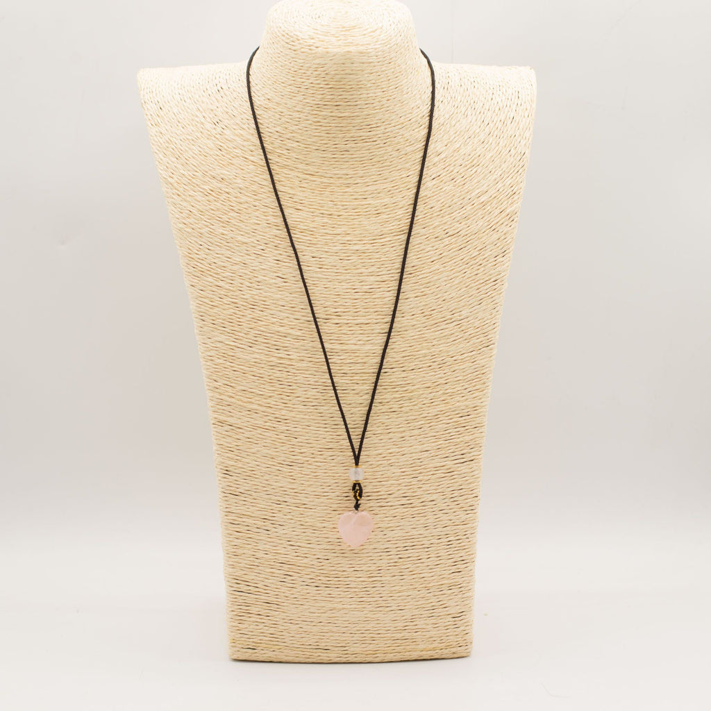 Cord Necklace Gemstone Pendant - Rose Quartz Heart Pendants
