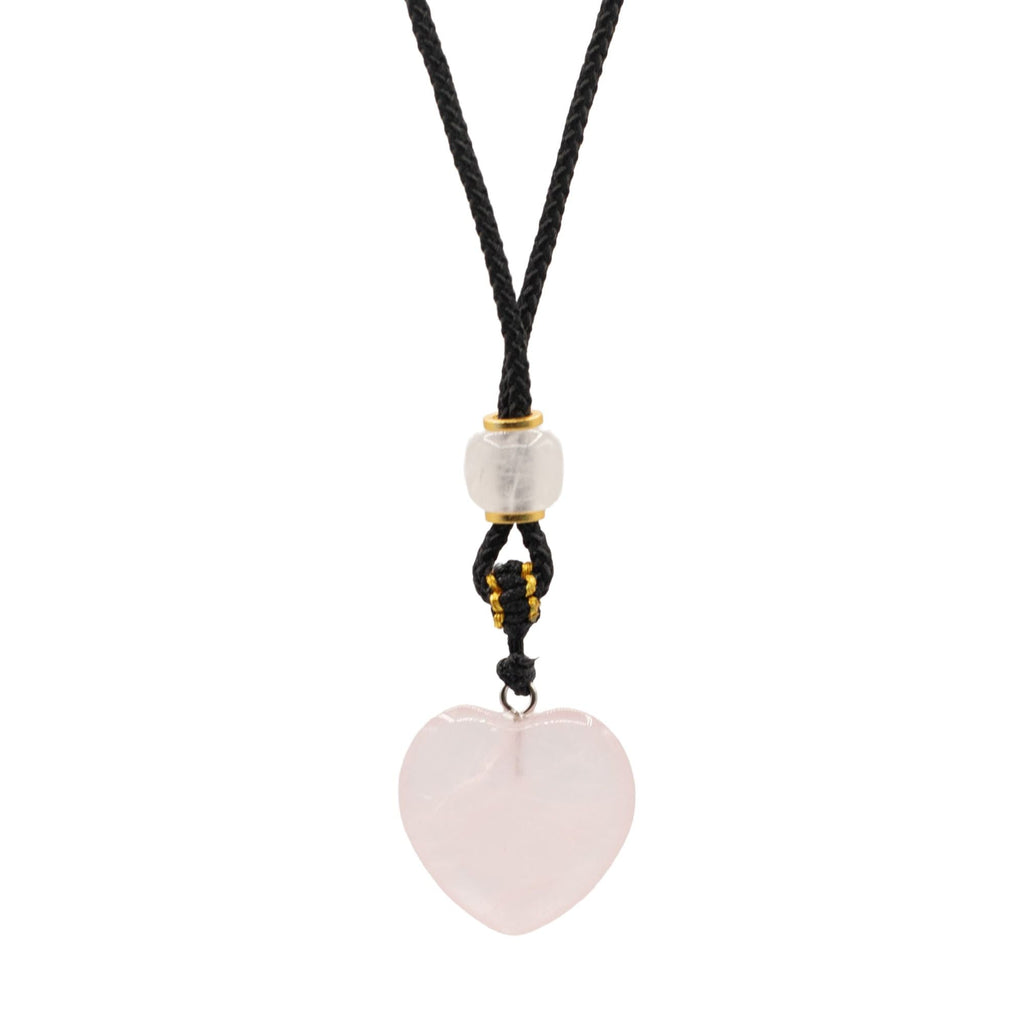 Cord Necklace Gemstone Pendant - Rose Quartz Heart Pendants