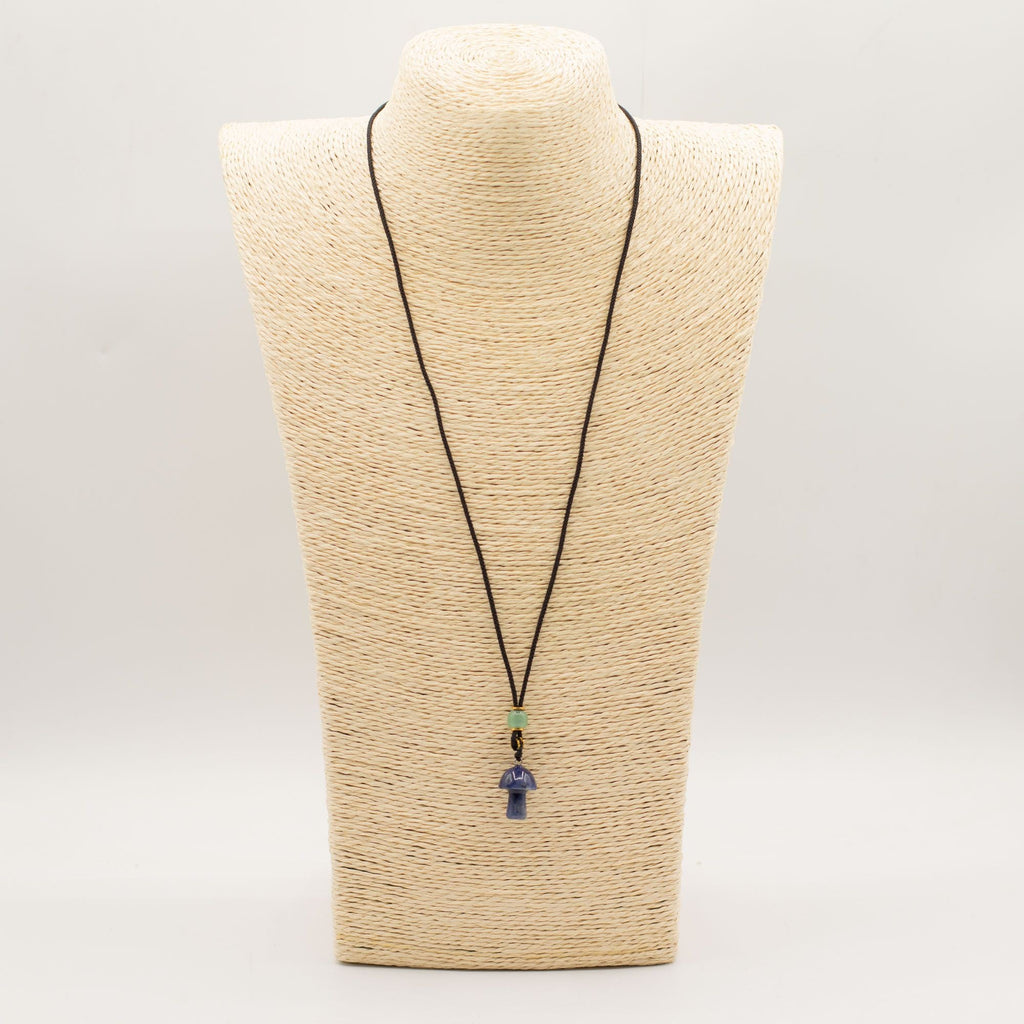 Cord Necklace Gemstone Pendant - Sodalite Mushroom Pendants