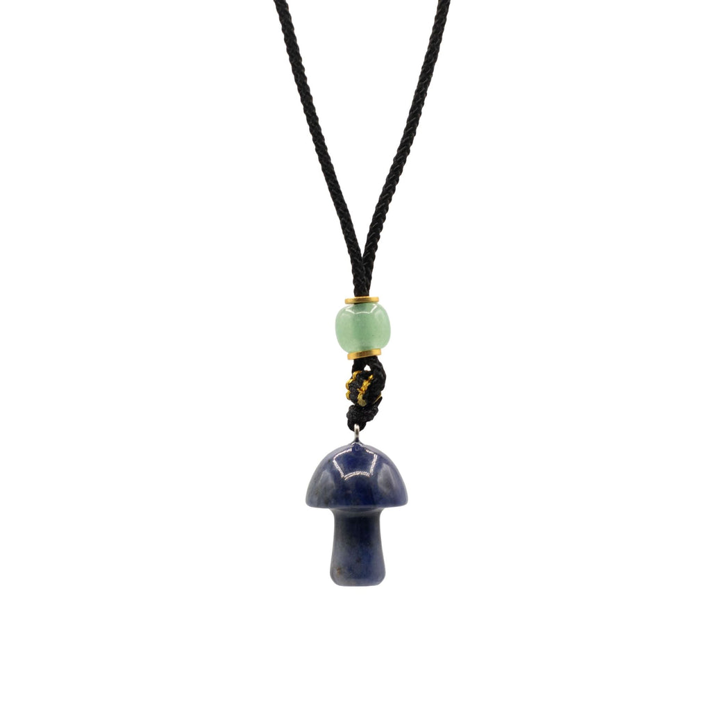 Cord Necklace Gemstone Pendant - Sodalite Mushroom Pendants