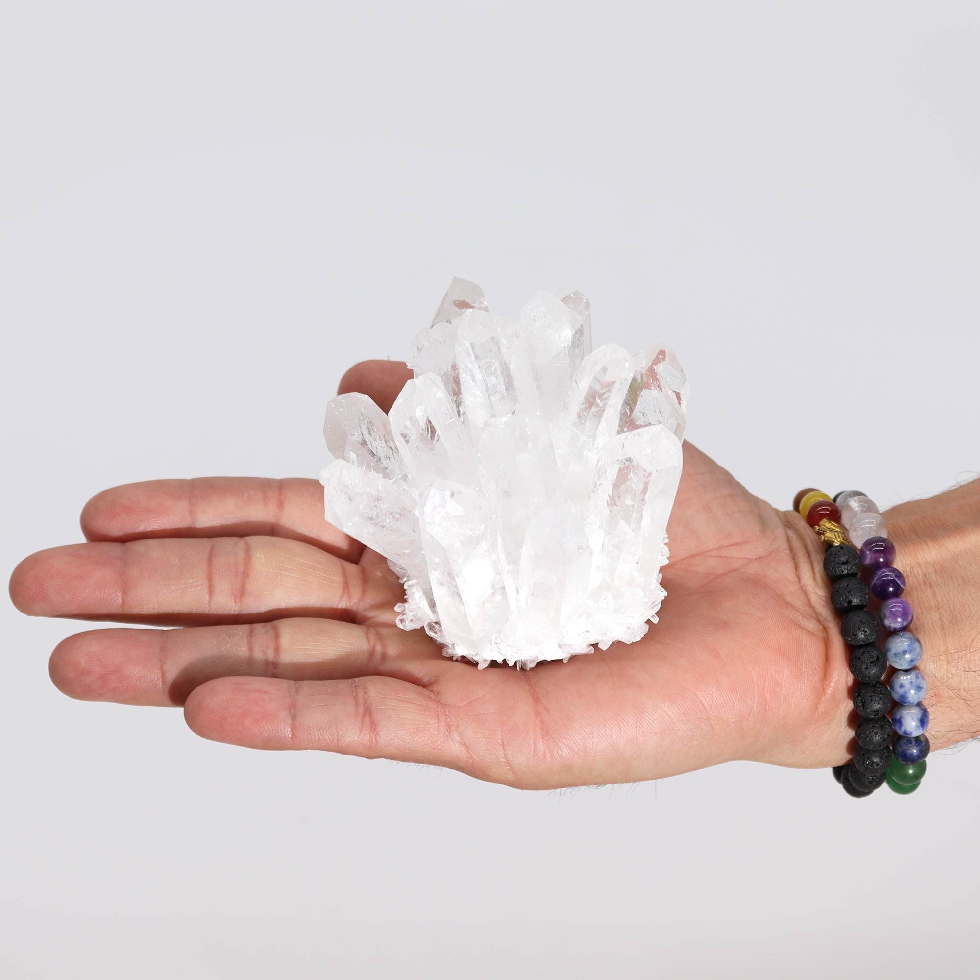 Crafted Quartz Cluster - Clear Quartz - Coloured Calcite Geodes
