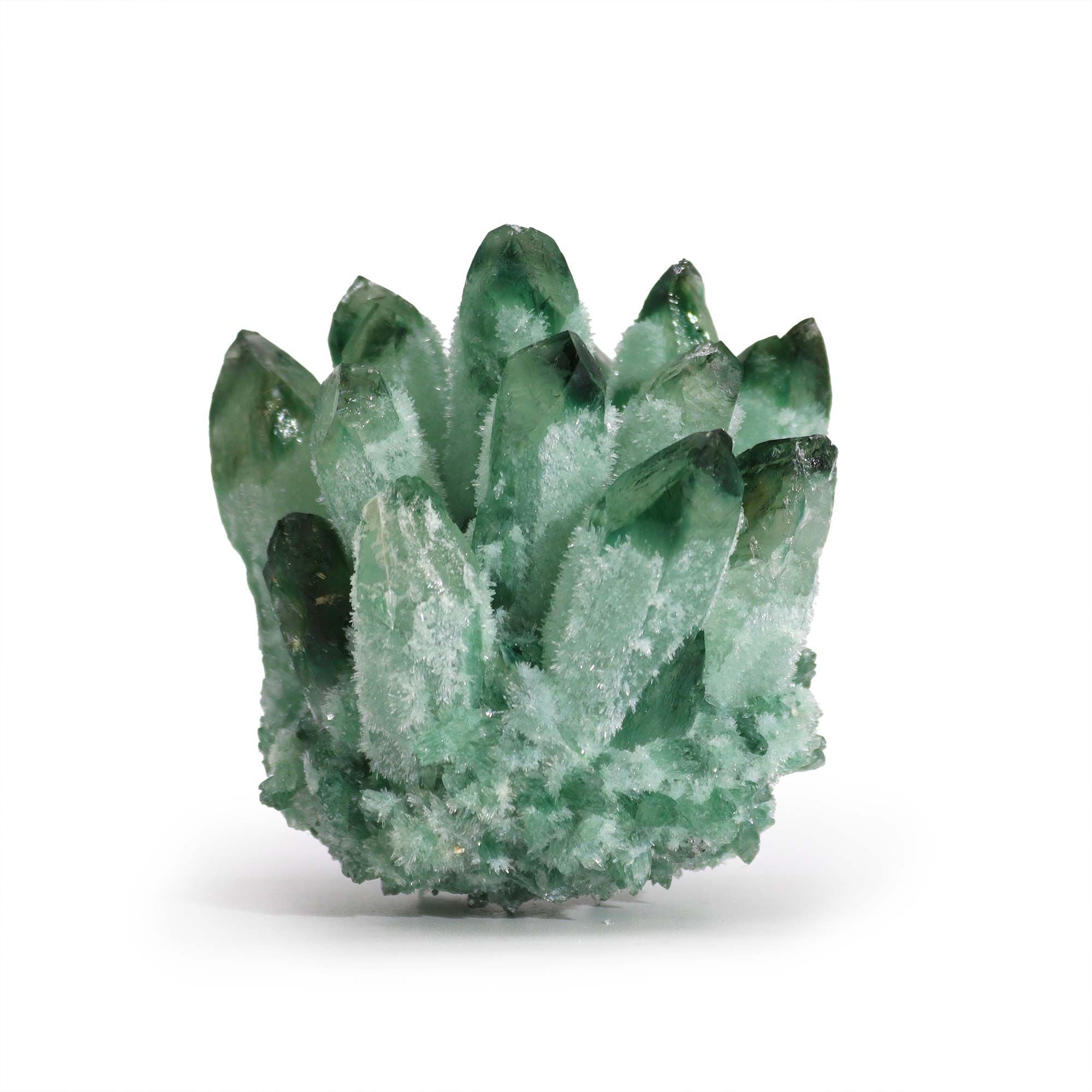 Crafted Quartz Cluster - Green Ghost Quartz - Coloured Calcite Geodes
