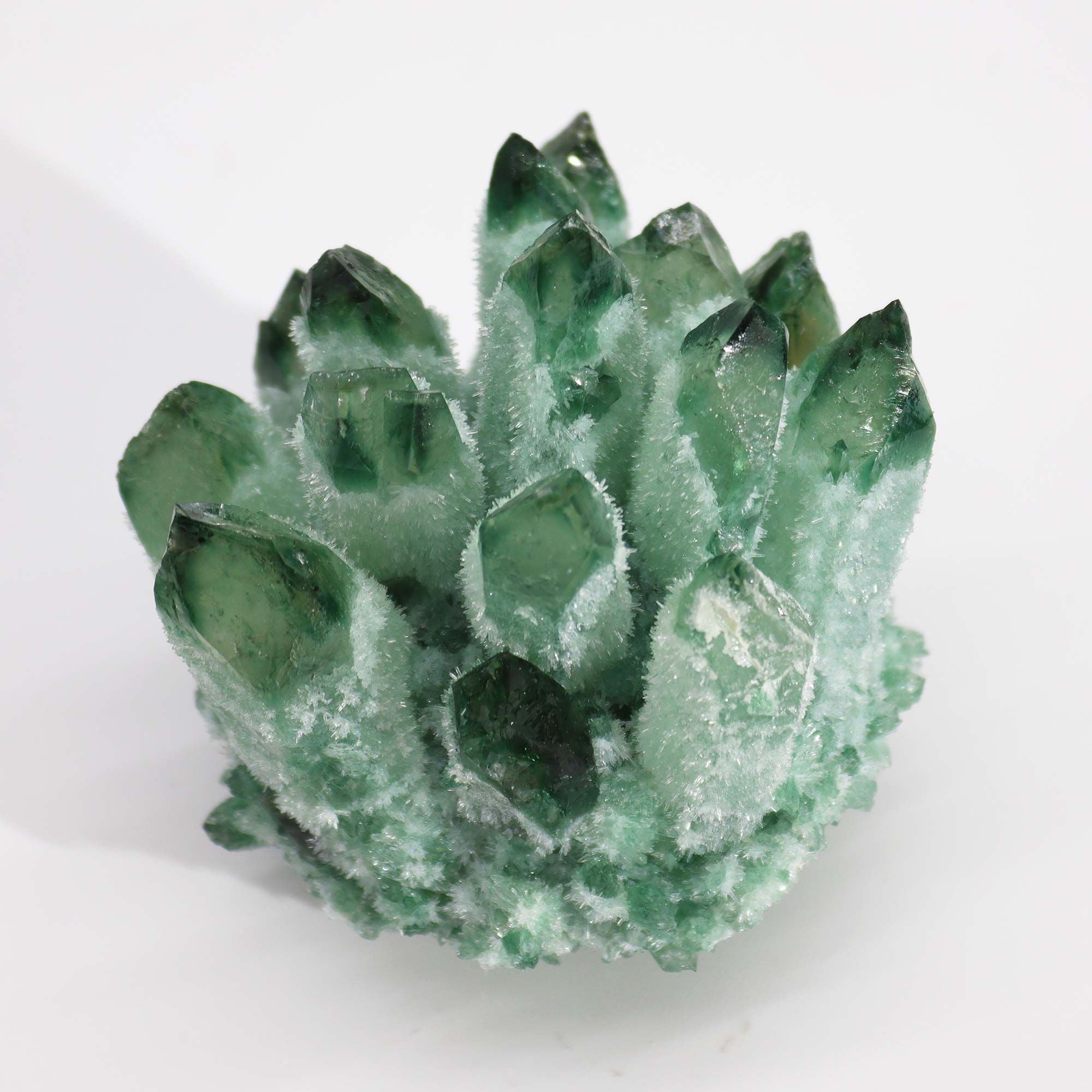 Crafted Quartz Cluster - Green Ghost Quartz - Coloured Calcite Geodes