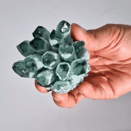 Crafted Quartz Cluster - Green Ghost Quartz - Coloured Calcite Geodes