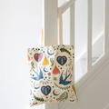 Cream Folk Print Polycotton Tote Bag