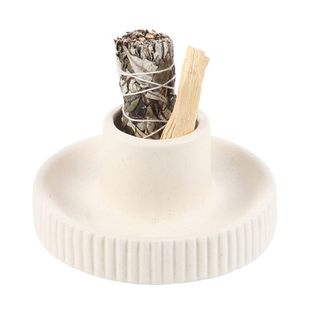 Cream Ribbed Smudge Bowl From Witch, Please!