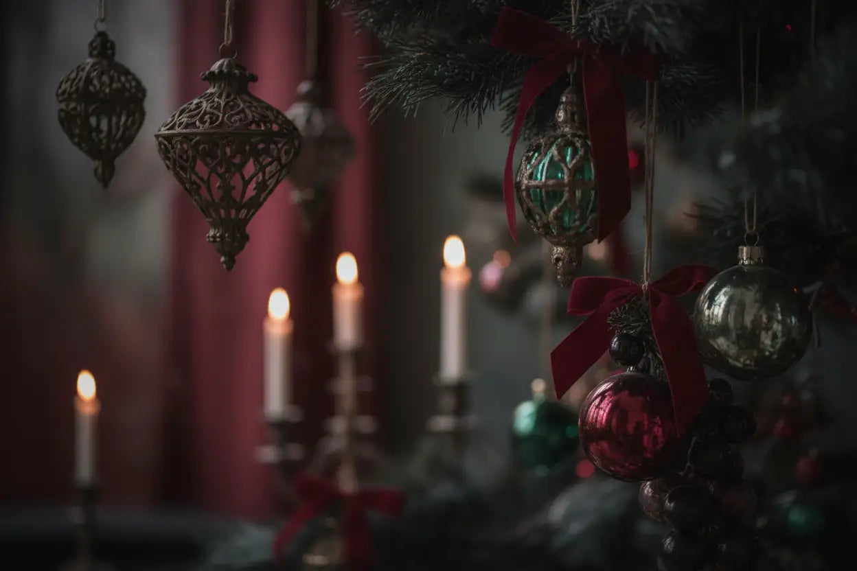 create a gothic christmas blurred background