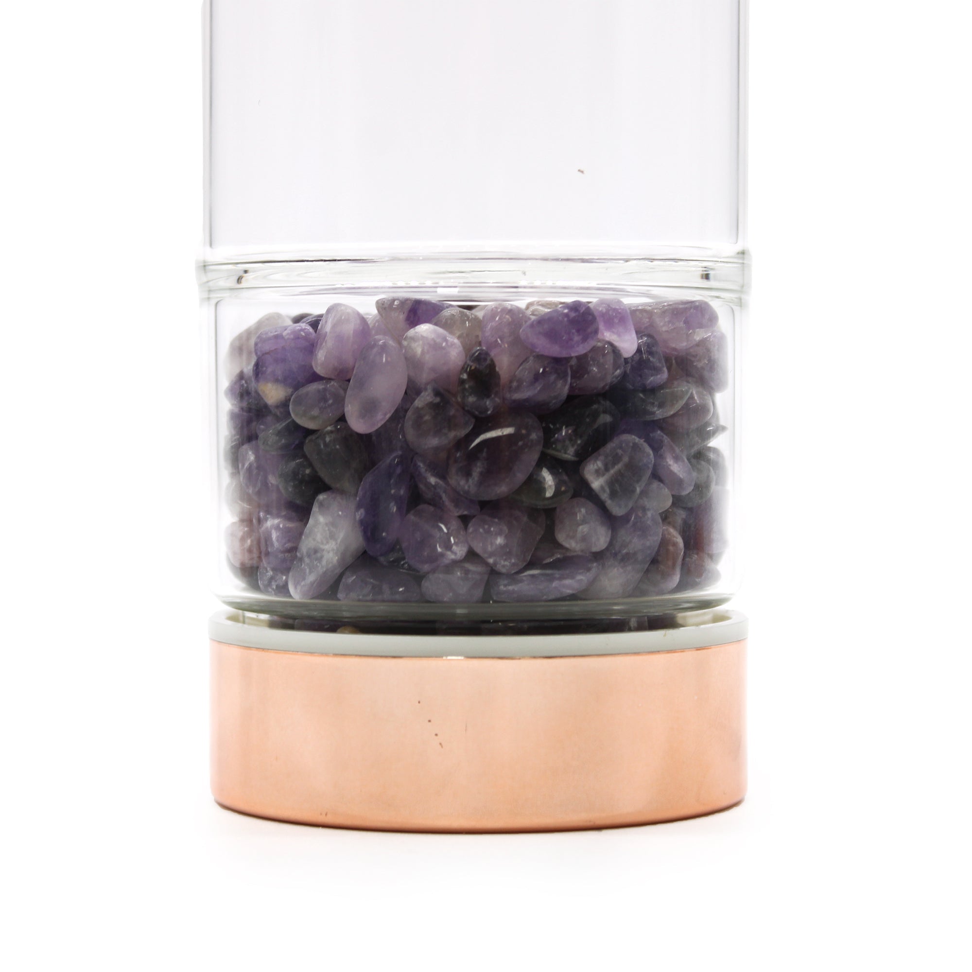 Crystal Glass Tea Infuser Bottle - Rose Gold - Amethyst From Witch, Please!