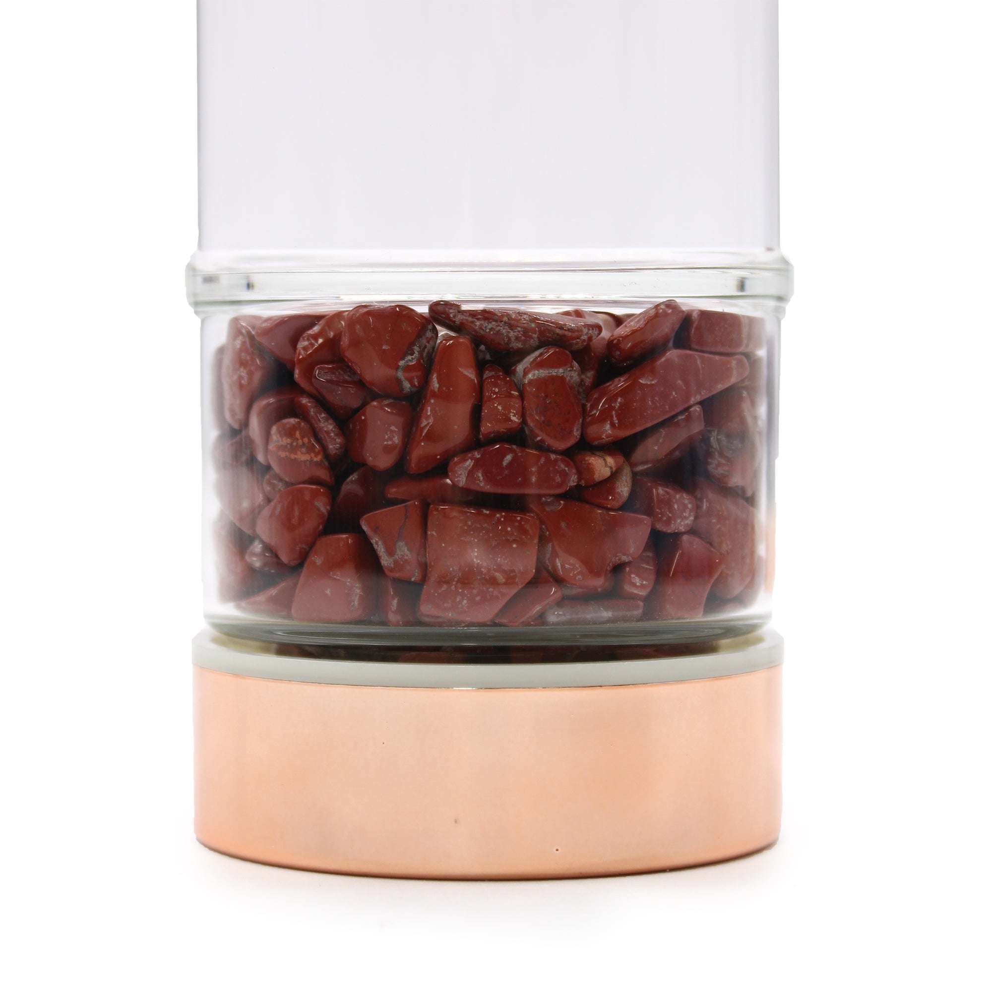 Crystal Glass Tea Infuser Bottle - Rose Gold - Red Jasper From Witch, Please!