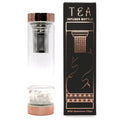 Crystal Glass Tea Infuser Bottle - Rose Gold - Rock Quartz From Witch, Please!