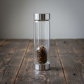 Crystal Infused Glass Water Bottle - Determined Tiger’s Eye - Chips 500 ml