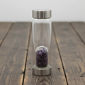 Crystal Infused Glass Water Bottle - Relaxing Amethyst - Chips 500 ml