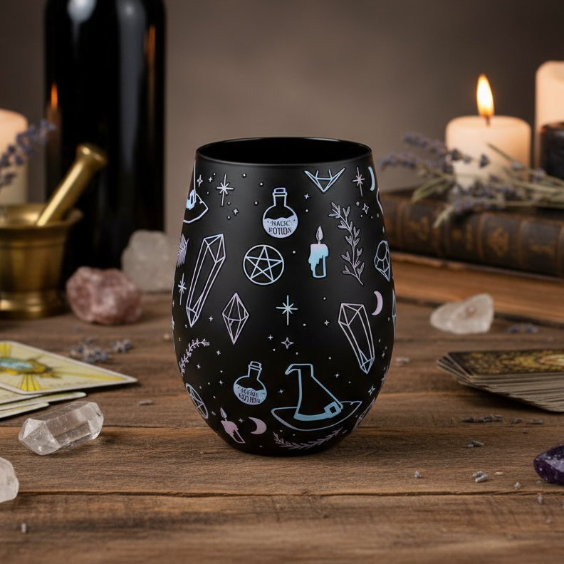 Crystal Witch Print Stemless Glass