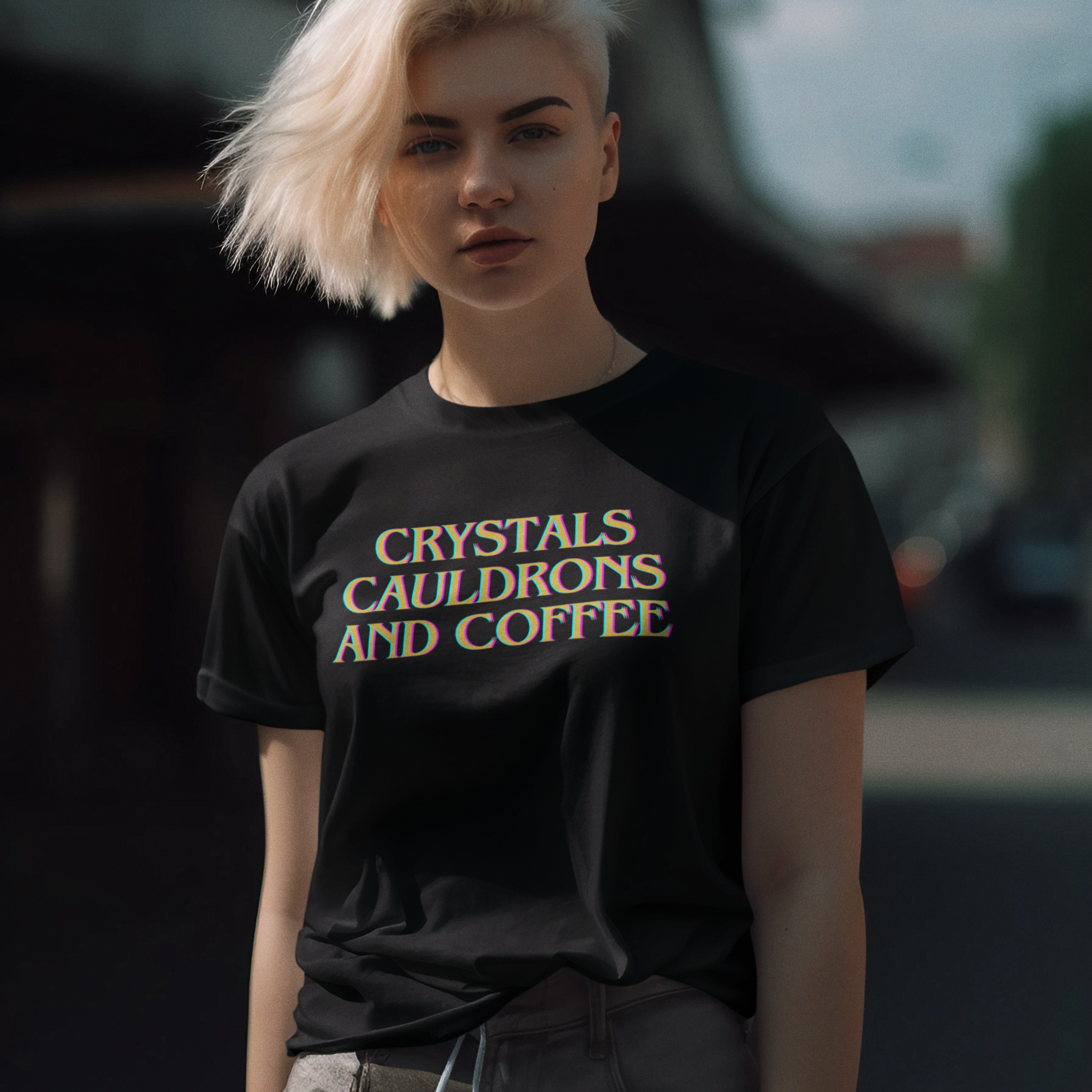 Crystals Cauldrons and Coffee Women’s T-Shirt - T-shirt
