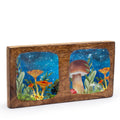 Double Trinket Tray 20x10x2.5cm - Mushroom Design Teal Enamelled Boxes and Trays