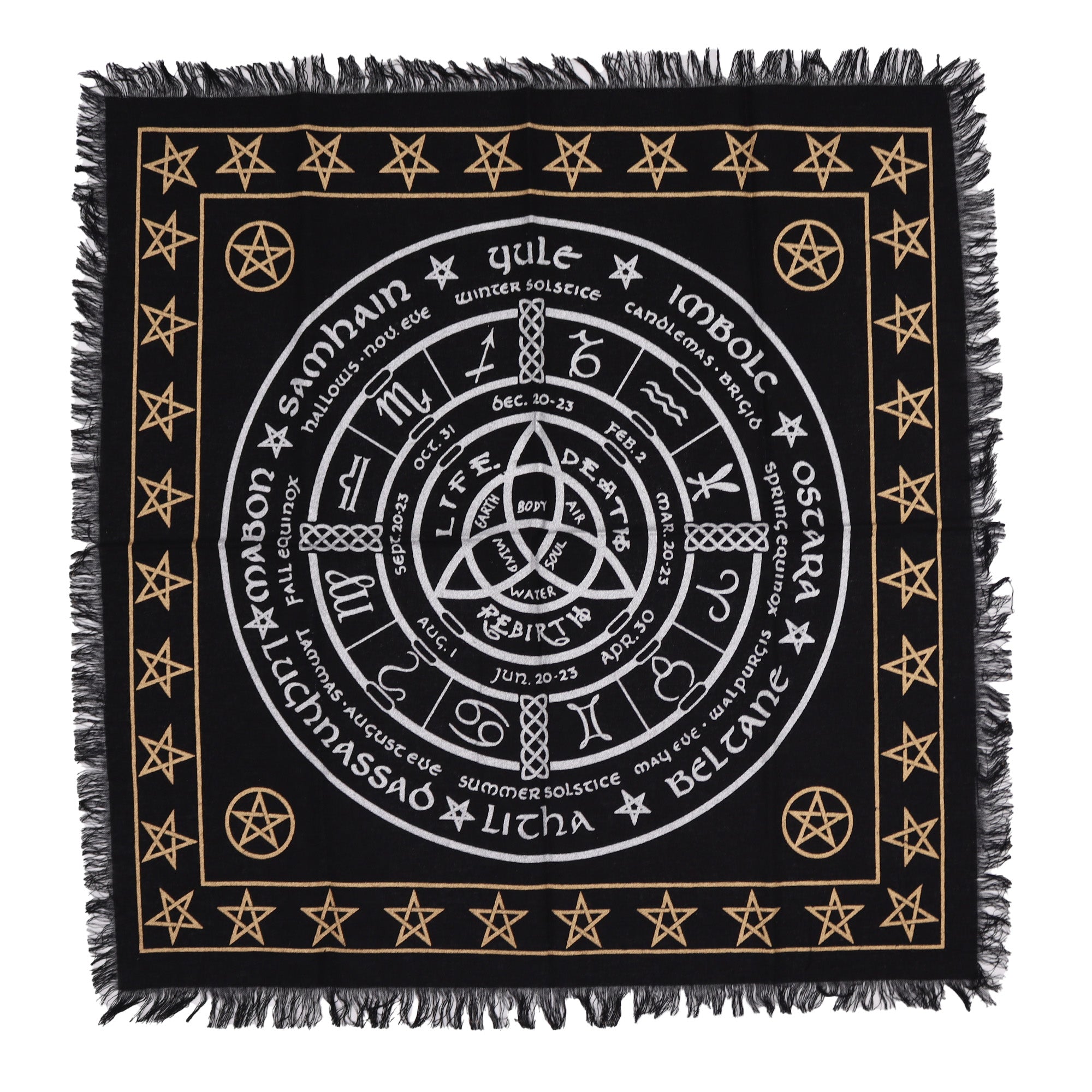 Esoteric Fringed Altar Cloth -  Life Death Rebirth From Witch, Please!