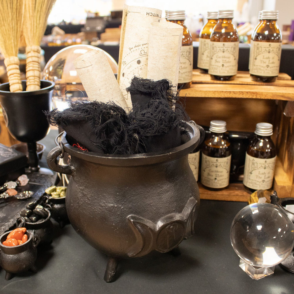 Extra Huge Cast Iron Cauldron with Triple Moon 23x18cm (at least 4kg) Ritual Bowls and Cauldrons