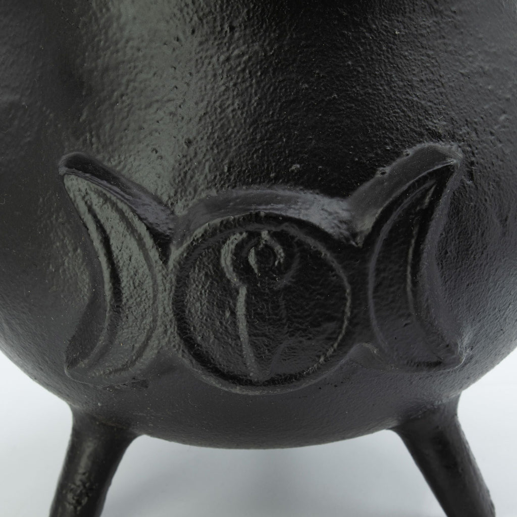 Extra Huge Cast Iron Cauldron with Triple Moon 23x18cm (at least 4kg) Ritual Bowls and Cauldrons