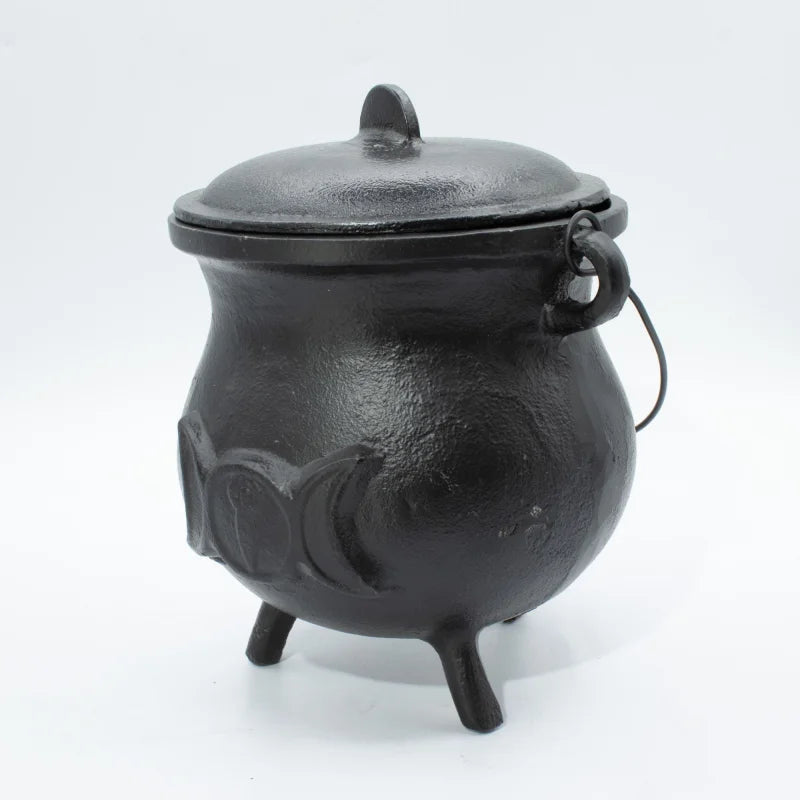 Extra Huge Cast Iron Cauldron with Triple Moon 23x18cm (at least 4kg) Ritual Bowls and Cauldrons