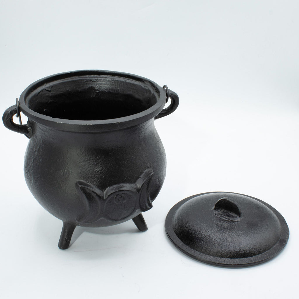 Extra Huge Cast Iron Cauldron with Triple Moon 23x18cm (at least 4kg) Ritual Bowls and Cauldrons