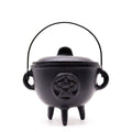 Extra Lrg Cast Iron Cauldron with Pentagon 15x15cm Ritual Bowls and Cauldrons