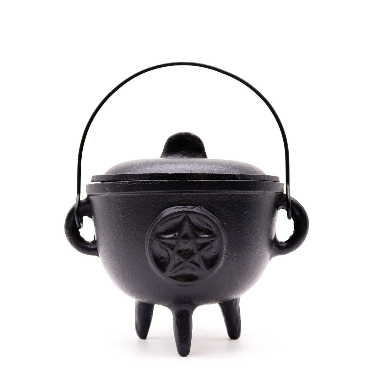 Extra Lrg Cast Iron Cauldron with Pentagon 15x15cm Ritual Bowls and Cauldrons